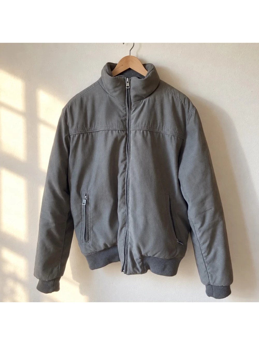 Conbipel Men’s Gray Bomber Jacket Full Zip Pockets Size M Italian Brand